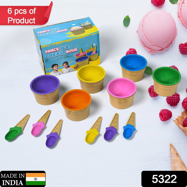 Premium Ice Cream Waffle Spoon Bowl Set (6-Piece , Color Box)